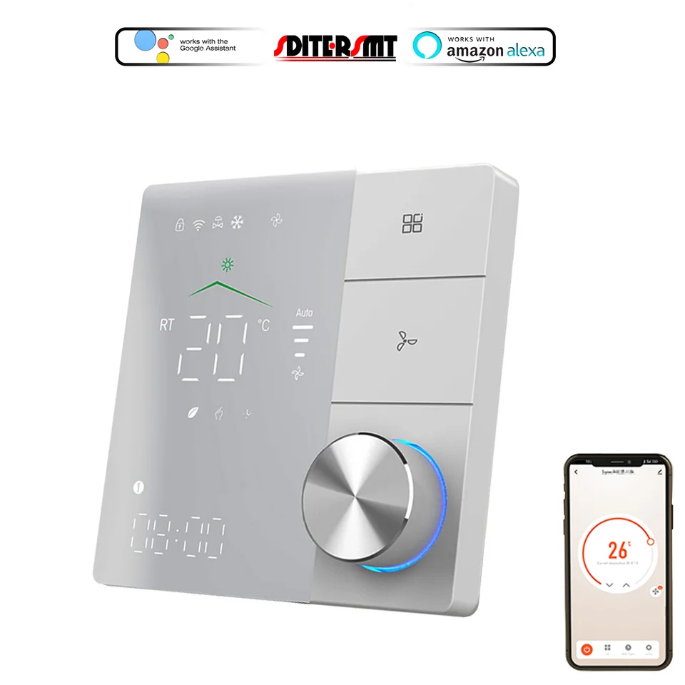 Zigbee wifi termostat FCU pre chladenie vykurovacieho vykurovania konštantné nastavenie teploty LED farebný displej o 24 V 220VAC