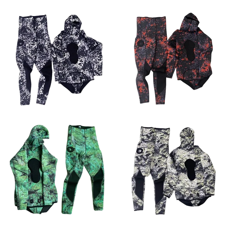 Zima 3 mm sc neoprén camouflage potápača Spearfishing neweit Men s kapucňou potápačský oblek 2 kusy nastavené hlbokomorské tepelné plavky