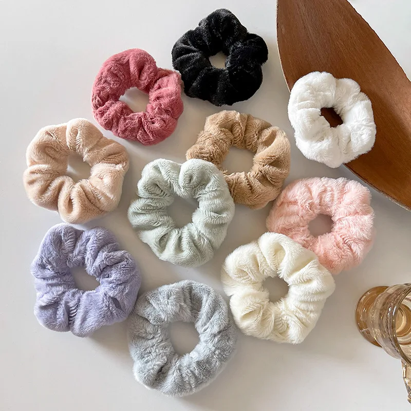 Zima teplá mäkká scrunchie vintage plyšové elastické vlasové pásmo kravata Viacfarebné veľké gumové vlasy slučky Ženy Vlasové doplnky