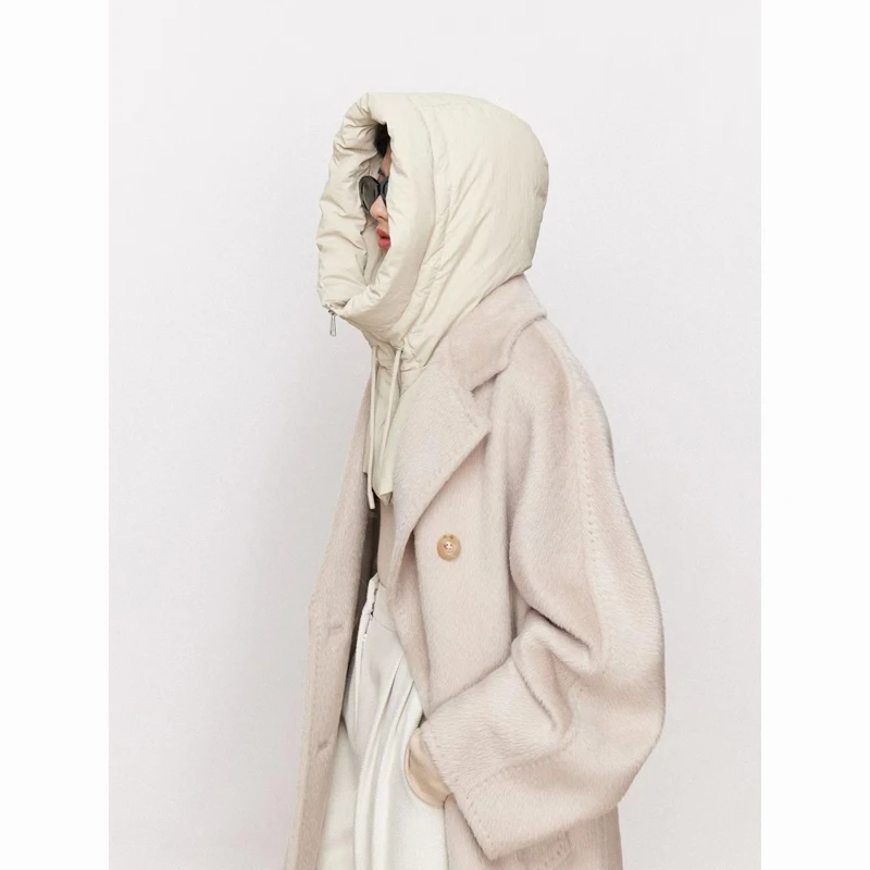 Zimná bavlna Zhrubne Balaclava kapucňa bunda Ženy Mužský držiak Mock Collar Zipper Cape Beanies