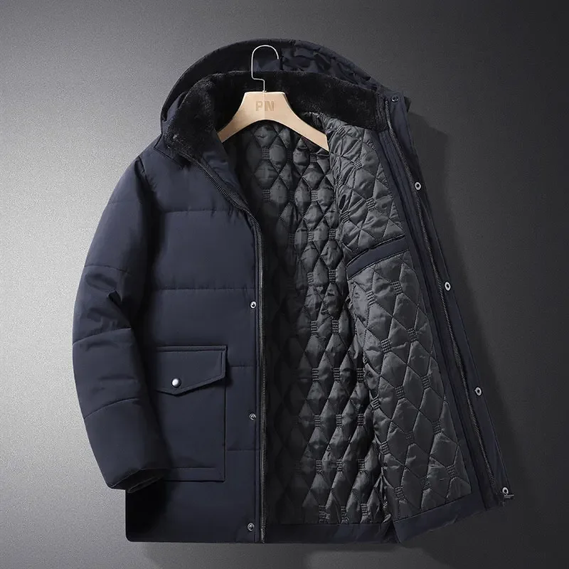 Zimná bunda Muži zahusťujú teplé parky s kabátom fleece mužské bundy Vysoko kvalitné vonku Jaqueta Masculina Drop Doprava