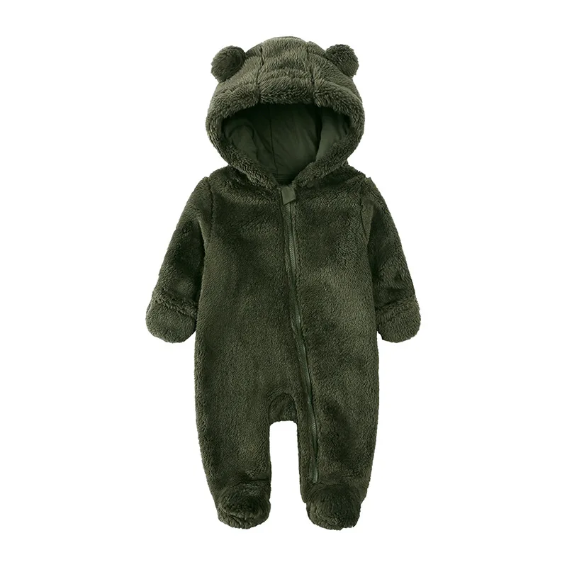 Zimná jeseň fleece novorodenecké detské oblečenie Romper One Piece Hoodies Kid Boy Girl Pyžamas s kapucňou s kapucňou pre dojčenské kombinézy