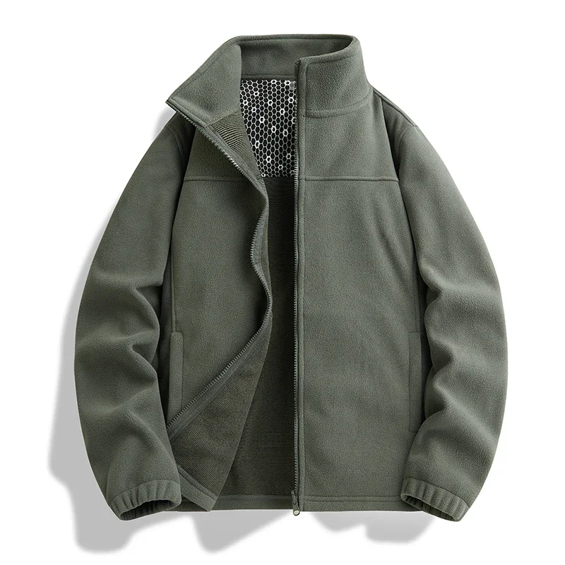 Zimná polárna fleece bunda muži tepelná mäkká škrupina fleece odev pár neformálne plné zipsové veterné turistické turistické kabáty Men bunda 8xl