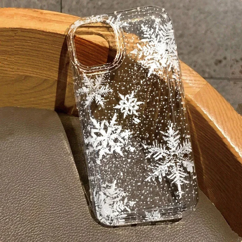 Zimná vločka Snow vločky pre chrániče telefónu pre iPhone 16 15 14 Promax 13 12 11 Pro 7 8 Plus xr xs Max