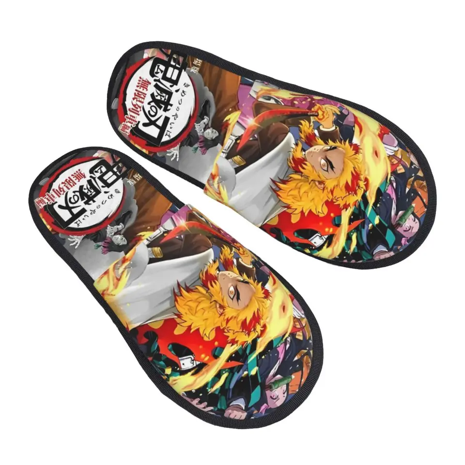 Zimné chlpaté papuče anime démon Slayer Merch Domácne Plippers Slippers Slides Obývacia izba Kyojuro Rengoku Útulné protišmykové snímky