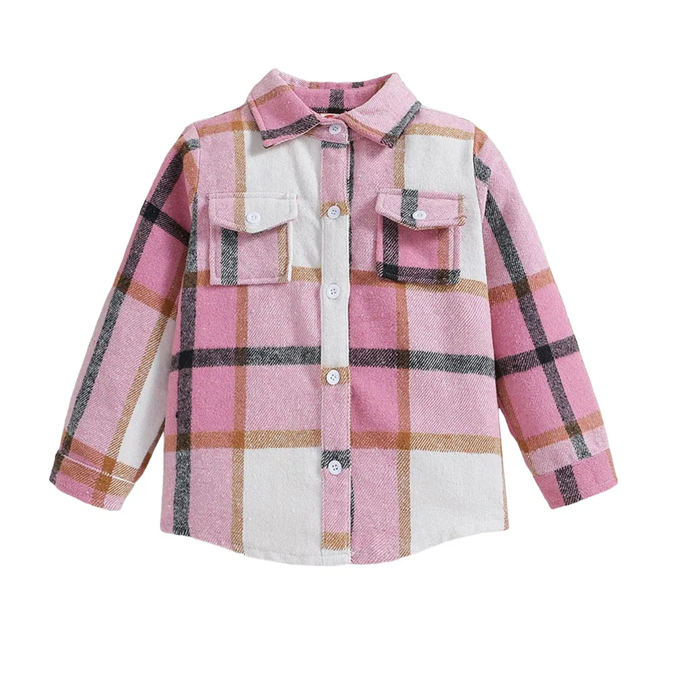Zimné fleece chlapče Detské jar nových detských klopov s dlhým rukávom Príležitostne chlapec Plaid košeľa Teen Coat Boys