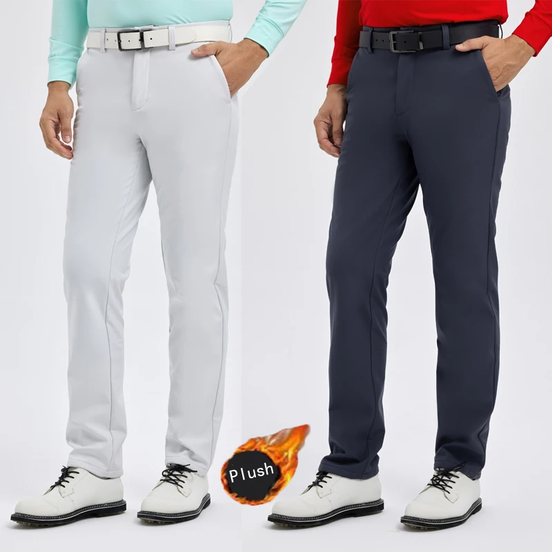 Zimné golfové nohavice pre mužov Zhustané plyšové teplé športové elastické nohavice štíhle fit nohavice Golf tenisové športové nohavice