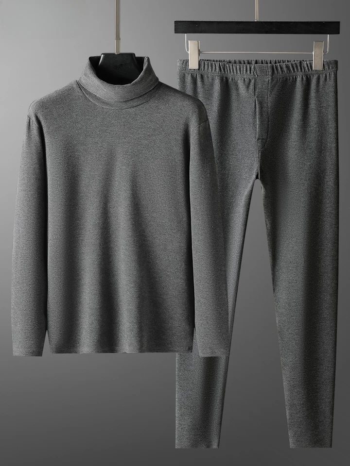 Zimné muži Termálne spodné prádlo Set mäkké bavlnené teplé panely s vysokým hrdlom Long Johns Top a spodná súprava Thermo oblečenie pyžamá teplo