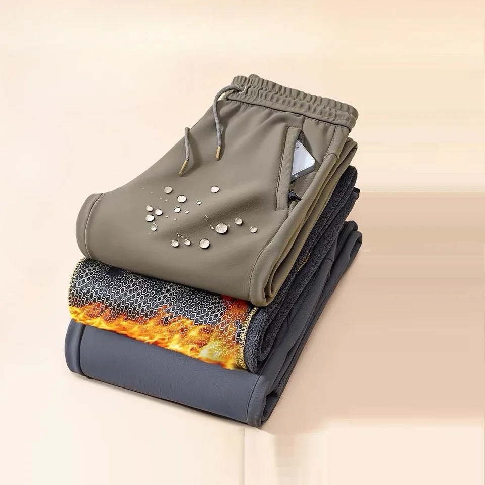 Zimné nohavice muži technológie športové husté fleece lemované nohavice Muž Outdoor vodotesný teplý snehový úsek Pracovná práca Golf Wear