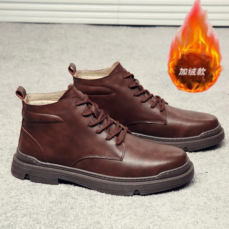 Zimné originálne kožené topánky Men topánky Spring členok topánky topánky Muž Punk Casual Riding Flats Equestr Botas hombre plus veľkosť