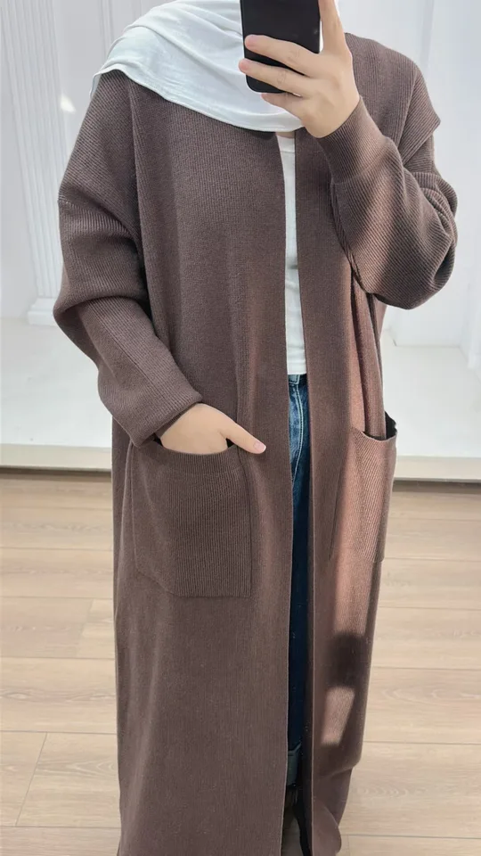Zimné pletené otvorené abaya zahusťované jesenné oblečenie pre moslimské ženy Plain Abayas Dubai Luxusné morčacie moriak Outwear Islamic Kaftan Kimono