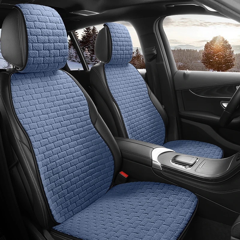Zimné plyšové autosedačky vankúše Soft Fluffy Protector Teplý nekrytý kryt sedadla Väčšina automobilov-1 vankúš na sedadlo+1 zadný vankúš