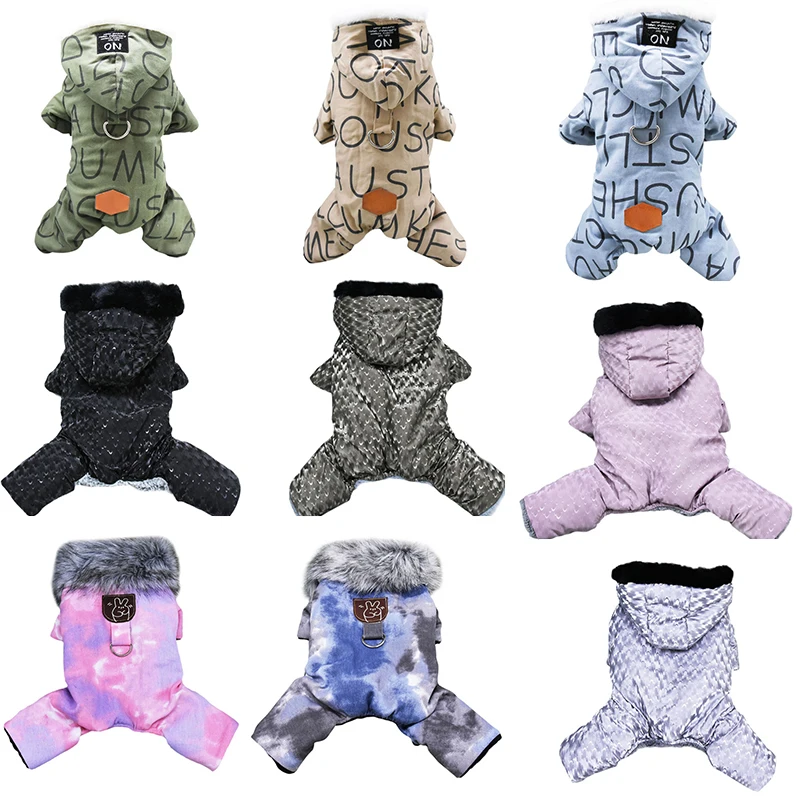 Zimné teplé domáce zvieracie šaty pre domáce zvieratá kapucňa s kapucňou so štyrmi nohami pre Chihuahua Yorkies Pet Pet Puppy Dog Polded Coats Dogs Apparel