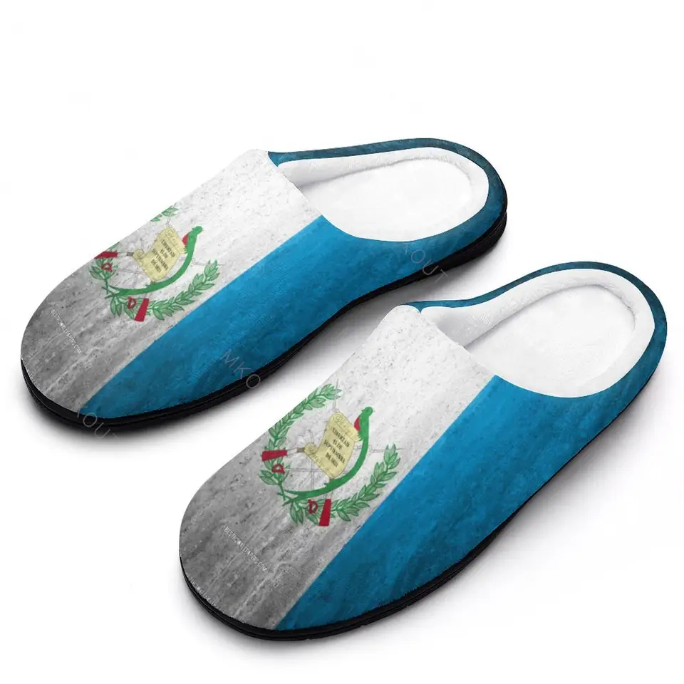 Zimné teplé papuče Guatemala Vlajka (11) Muži žien bavlnené sklíčka Non-skĺzavá pár domácich plochých loaferov FlopUomo topánky