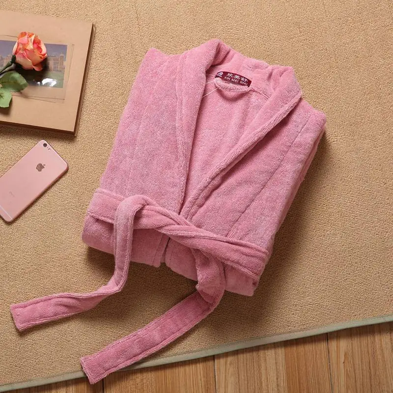 Zimné ženy župan bavlnená dlhá kúpeľná rúcho teplé pyžamové župan mäkký kimono rúcho šaty družičky družičky bielej ružovej farby