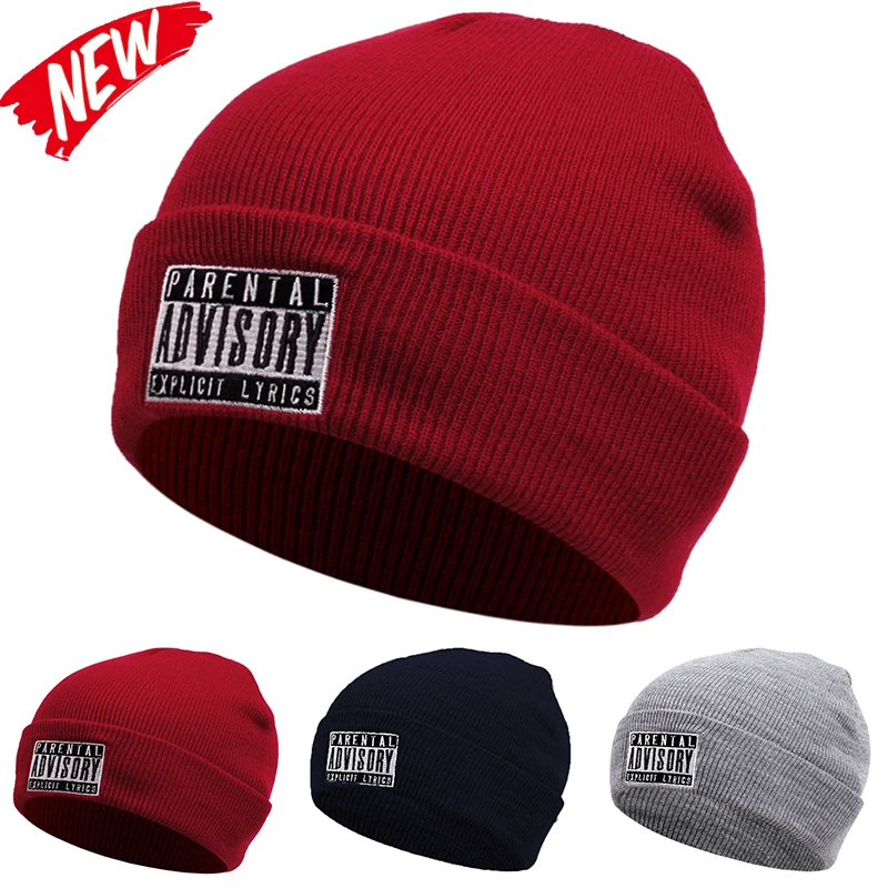 Zimný klobúk výšivky pre mužov lebky čiapky Ženy móda teplá čiapka unisex elasticita pletené klobúky hip-hop kapota kapucňa