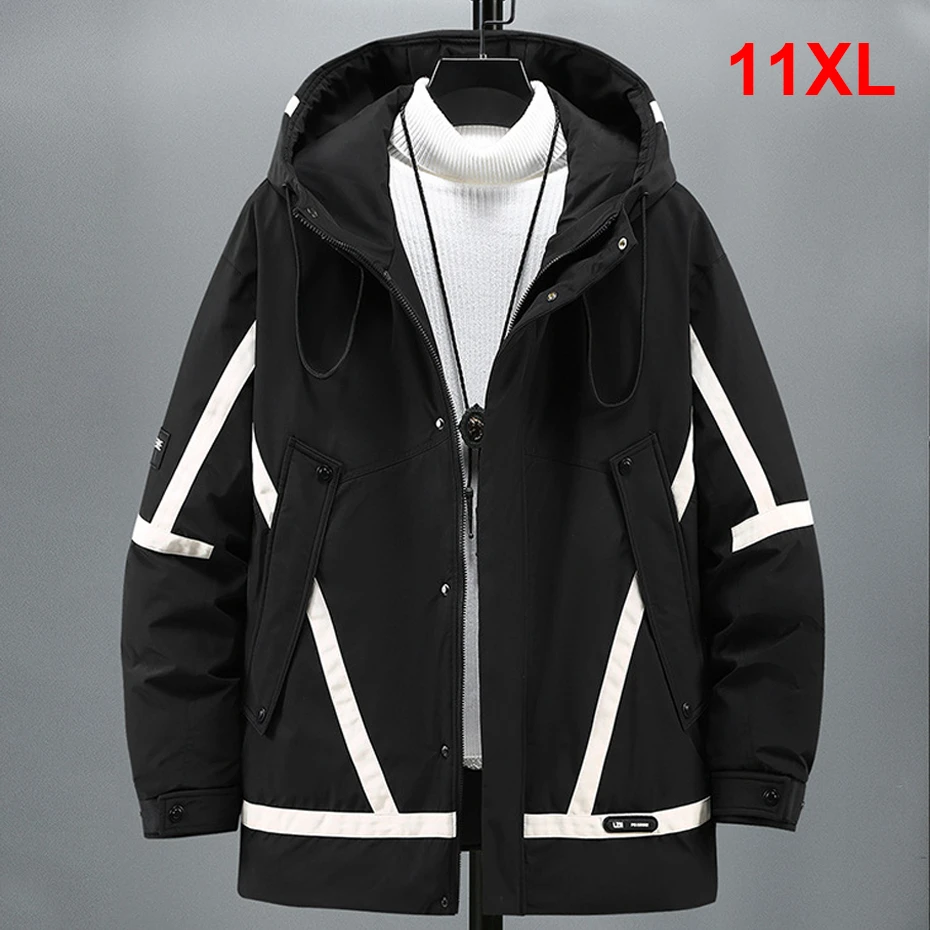 Zimný nákladný park Muži teplé husté kabáty plus veľkosť 10xl 11xl Patchwork Parkas módna zimná bunda Muž