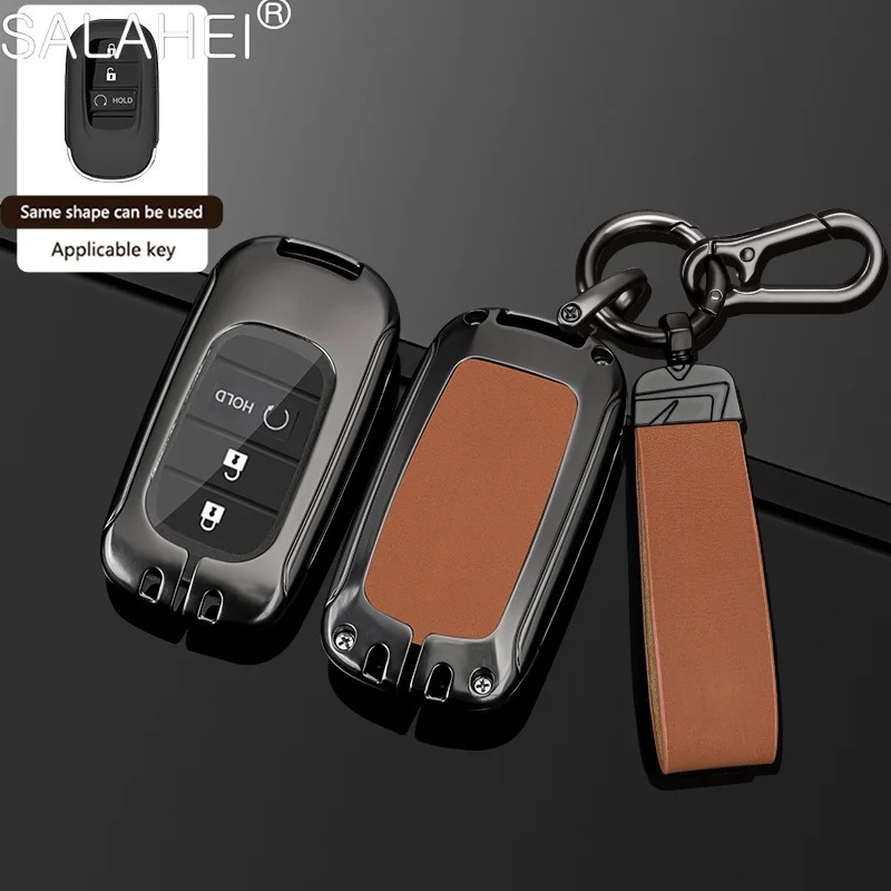 Zinok zliatina kožená kožená kľúča krycí puzdro pre puzdro pre Honda Civic Accord HR-V CR-V CRV 2022 2023 3/4 tlačidlá KEYCHAIN ​​Automatické príslušenstvo