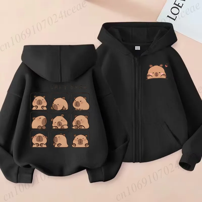 Zip Up mikina kawaii anime capybara Ženy mikina zips cabara mikina kabáty manga bunda obleč