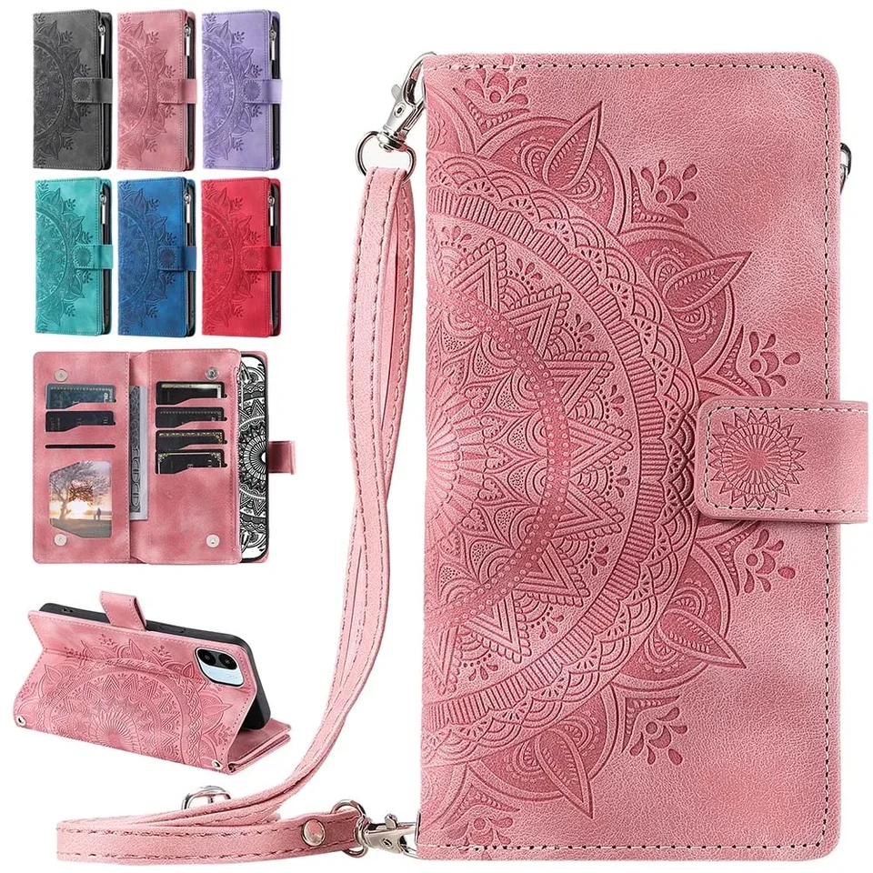 Zipper peňaženka Multi 8 karty puzdro pre Xiaomi POCO X5 Pro X4 GT X3 NFC F5 F4 F3 M6 M5 M4 M3 C65 C55 C31 Crossbody Lanyard Cover Cover