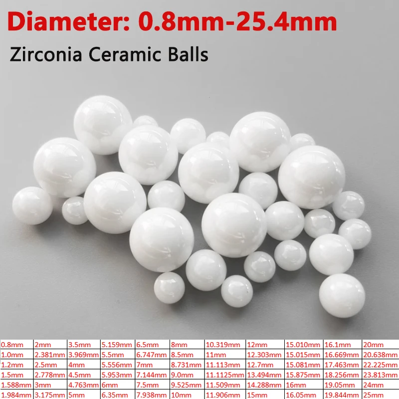 Zirkónia keramické gule 0,8 1 1,2 1,5 1,588 1,984 2 2,381 2,5 2,778 3 - 25,4 mm ZRO2 G10 GRADE SHOOBRIKÁCIU ODOBÍ ROZKOLNÉ guľôčkové guľôčky guľôčok