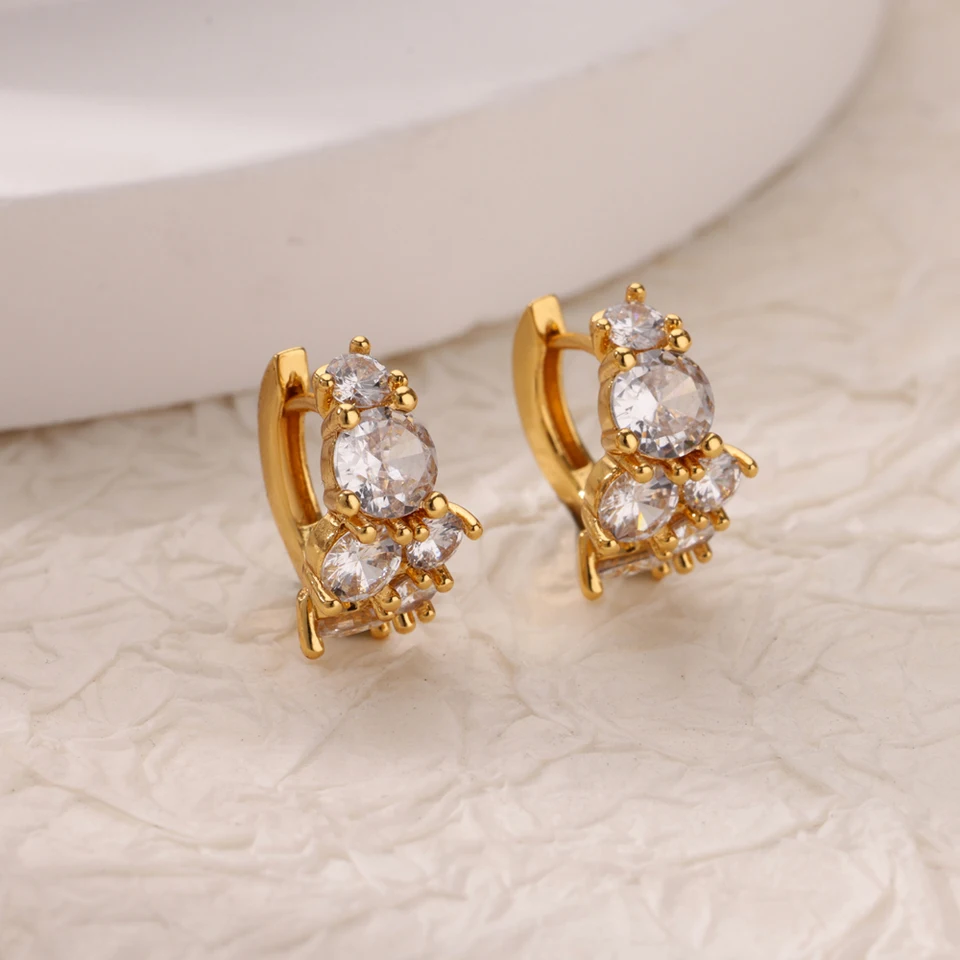 Zirkónové okrúhle náušnice pre ženy pre ženy z nehrdzavejúcej ocele Round Crystal náušnice ženské módne párty darček BFF
