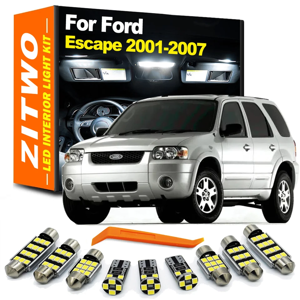 Zitwo 13ks pre Ford Escape 2001 2002 2003 2004 2005 2006 2007 LED žiarovky interiérové ​​kupolové mapa Čítanie Kit