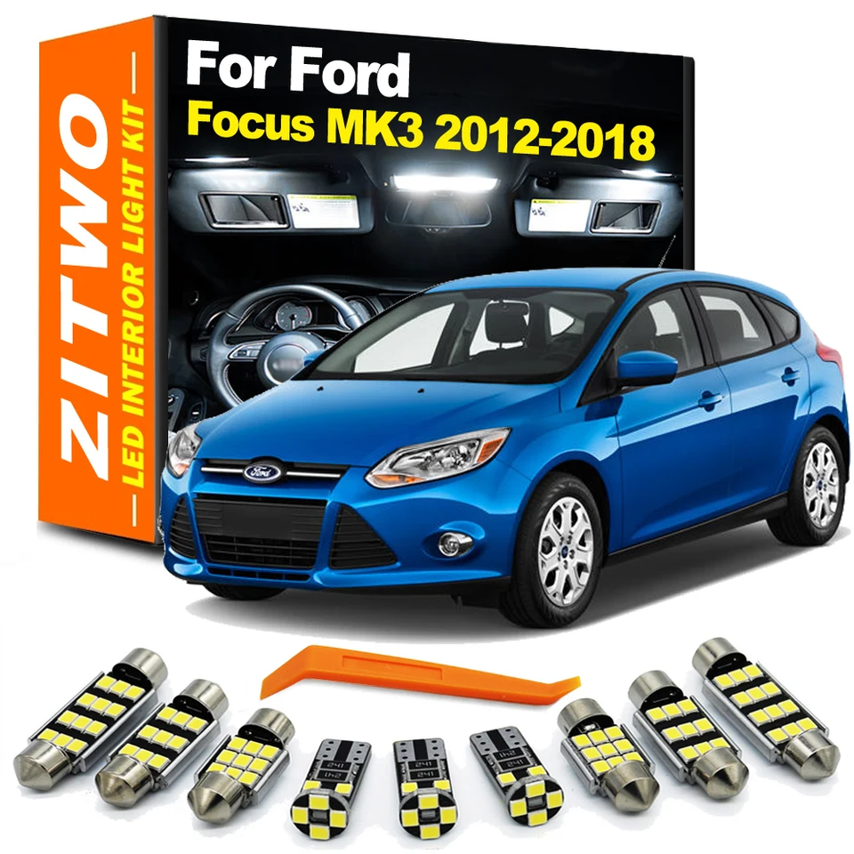 Zitwo 8ks pre Ford Focus 3 MK3 ST 2012 2013 2014 2015 2016 2017 2017 2018 LED žiarovka Dome Map Interiér Krištimát Reading Light Kit Canbus