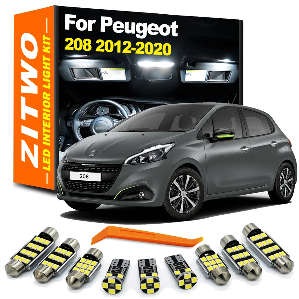 ZITWO 8PCS CANBUS CAR CAR INDOOR LAMP pre Peugeot 208- 2015 2016 2017 2018 2019 2020 LED interiérové ​​svetlo LIGH LIGSNA SPICTION SIGM