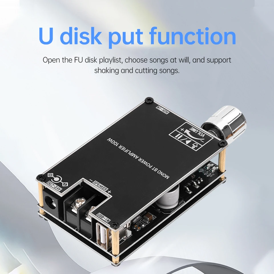 ZK-1001B MONO 100W Bluetooth 5.1 Audio výkonový zosilňovač DC7-24V Power zosilňovač čip TPA3116D2 s funkciou boxu TWS