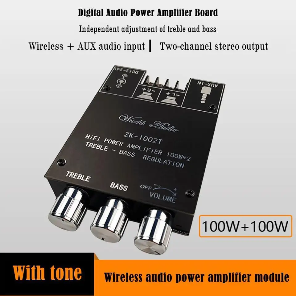 ZK-1002T Bluetooth-kompatibilný HIFI 2.0 Kanálový zosilňovač stereofónne reproduktorové dosky