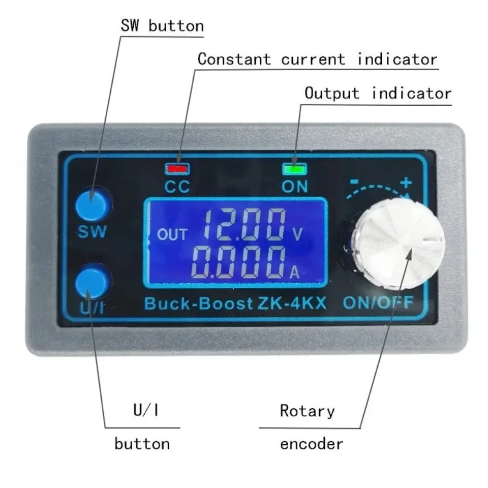 ZK-4KX DC DC DC Buck Boost Converter CC CV 0,5-30V 4A 5V 6V 12V 24V Výkonový modul nastaviteľný regulovaný laboratórny napájanie