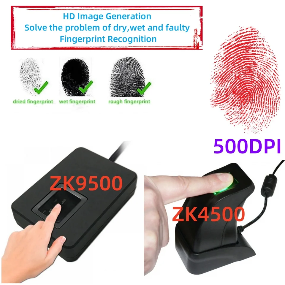 ZK USB Fingerprint Reader ZK4500 ZK9500 LIVE10R, Biometrický snímač odtlačkov prstov pre domácu kanceláriu PC INBIO SD ，