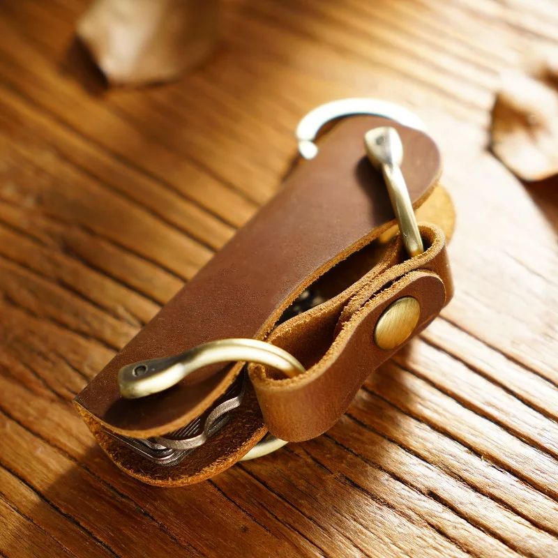 ZK30 unisex nová originálna kožená koža inteligentná auto kľúčová peňaženka DIY Keychain EDC Pocket Men Držitie auta Mini Key Organizátor puzdro Keybag