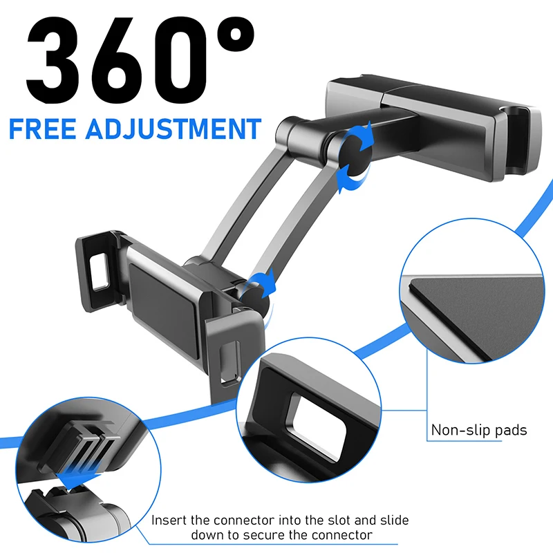 Zkladateľné zadné sedadlá Tablet Tablet Phone Držiak automobilov stojan Ajustable Support pre Xiaomi iPhone iPad Car Mobile Mount