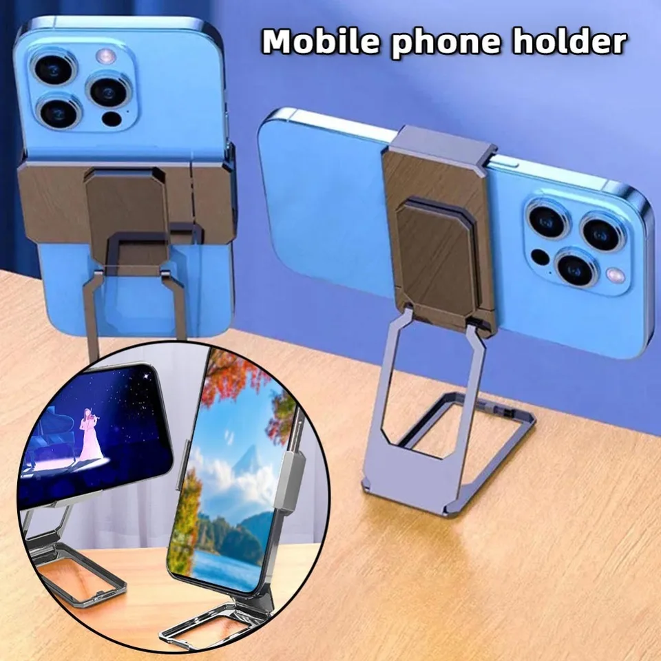 Zkladateľný držiak na zadnú klip Magnetické kovové podpora telefónu Nastaviteľná držiak na stolovú plochu