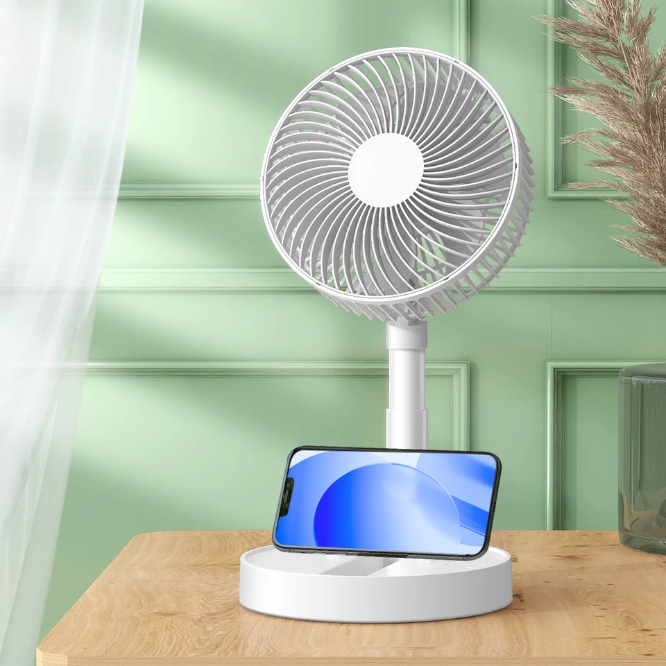 Zkladateľný ventilátor USB so 4 rýchlosťami ＆ načasovanie, mini ventilátor pre prevádzkovaný batériou pre spálne, vnútorné alebo vonkajšie ventilátorové ventilátor