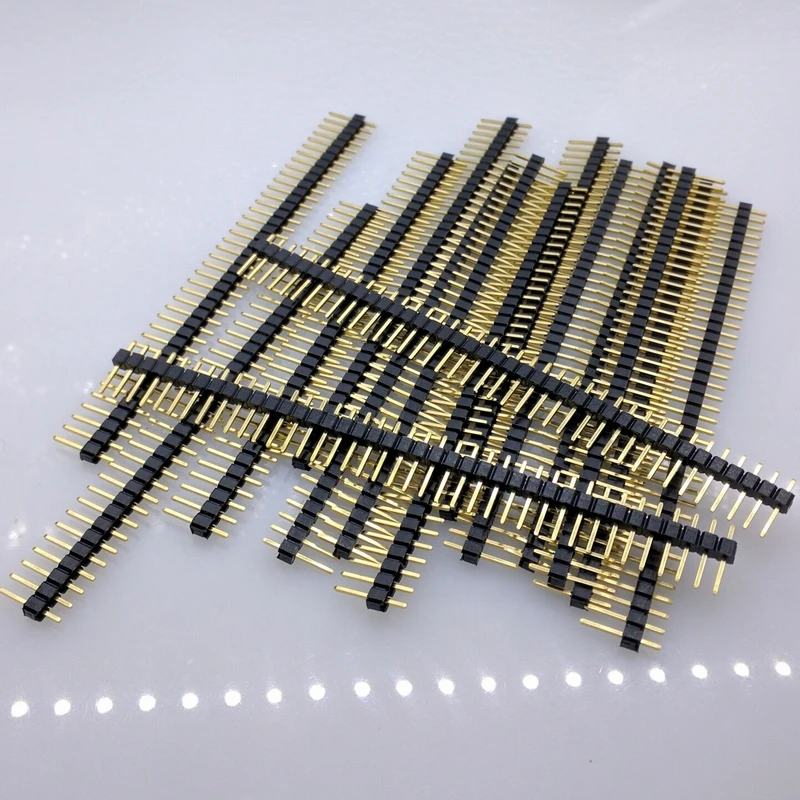 Zlatená meď 20ks 40pins 2,54 mm jednoradá rovná hlavička mužského kolíka pre PCB 20ks/veľa