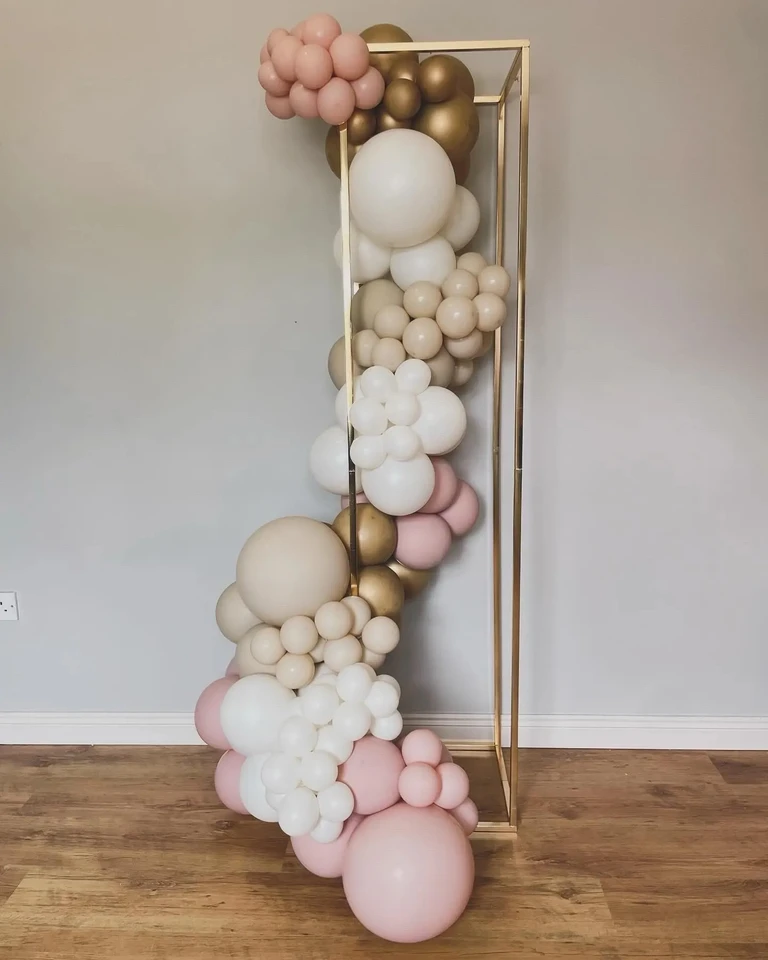 Zlatený svadobný domáci oblúk železný stĺp, soklové oblúk Ballon, pozadie narodeninovej pódiu, rekvizita stánku, kovový štvorcový rám
