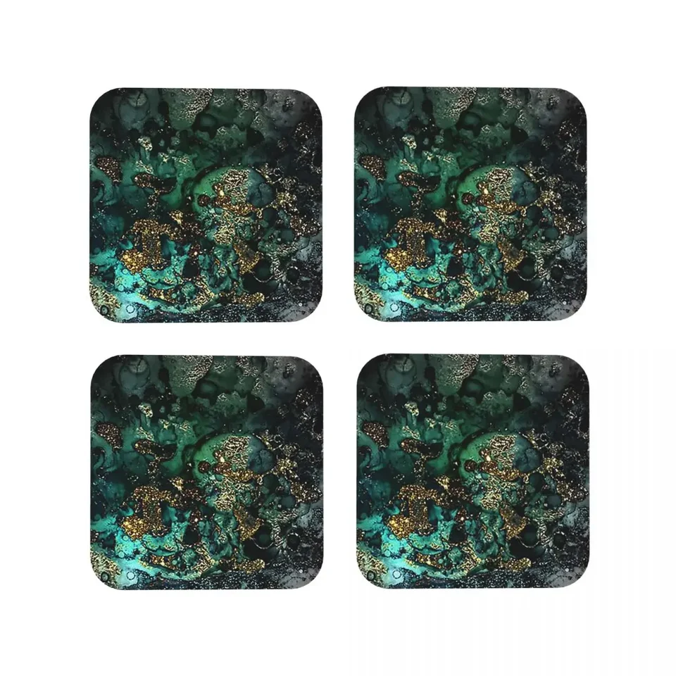 Zlato Indigo faux Malachit mrachit Coasters kuchynské prestieranie vodotesné šálky kávových rohoží pre dekoráciu domáci riadový rad
