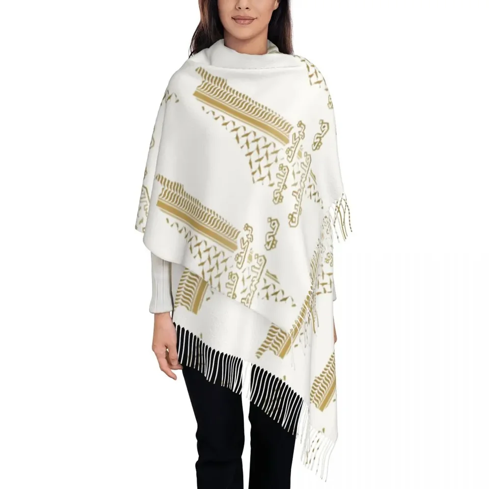 Zlato keffiyeh palestína mapa šál pre dámske teplé veľké šatky