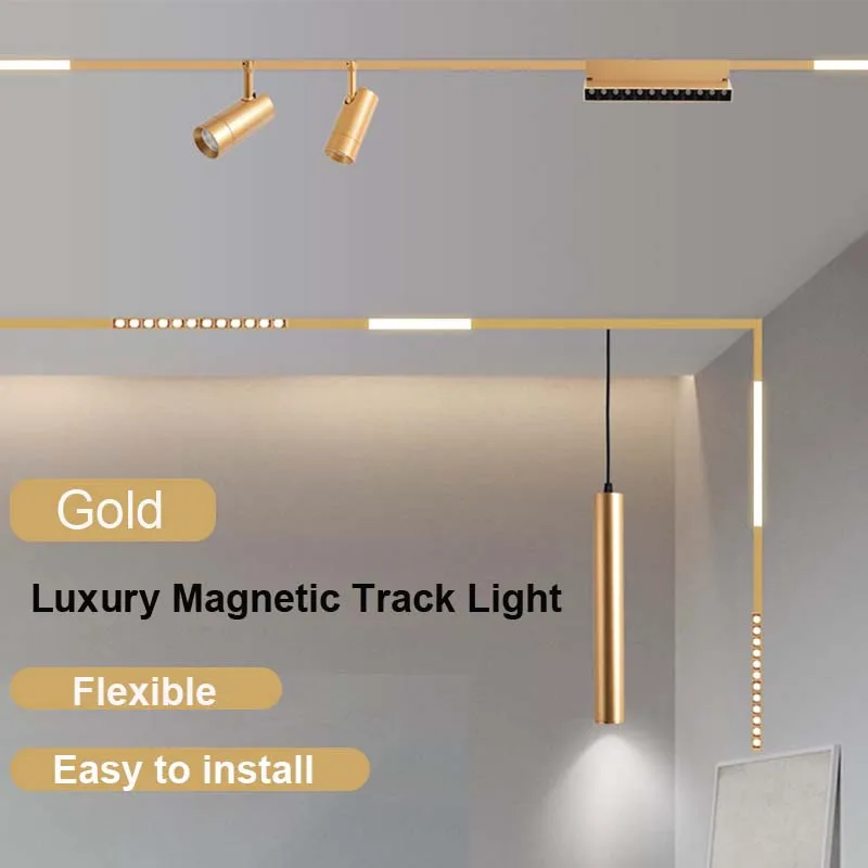 Zlato luxusné dc48v LED dióda magnetická trať ľahká mriežka povodňová lampa