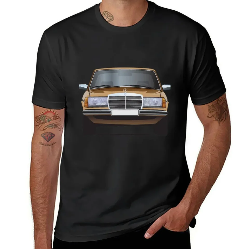 Zlato MB W123 Ilustrácia klasické tričko letné tričko Nové darčeky a tričká Grafické tričko Vintage pánske tričká Grafické tričko