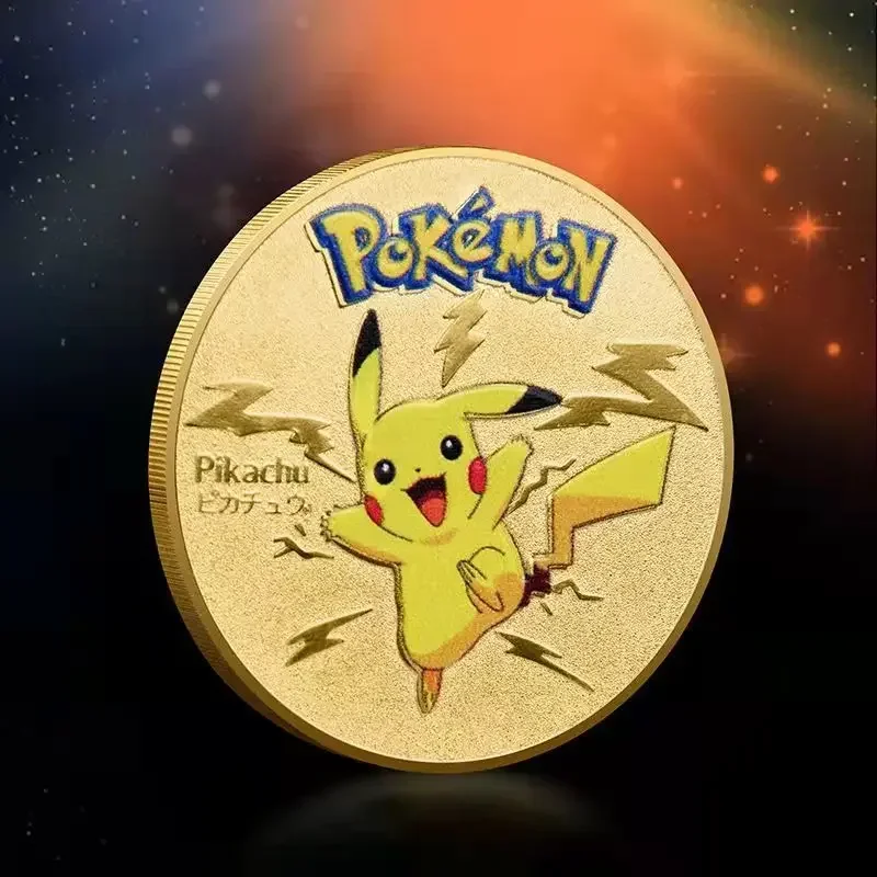 Zlato Pokémon Coins Metal Mewtwo Coins Anime Pamätné mince Charizard Pikachu Zlaté Pokémonové karty Round Metal Coin Hračky