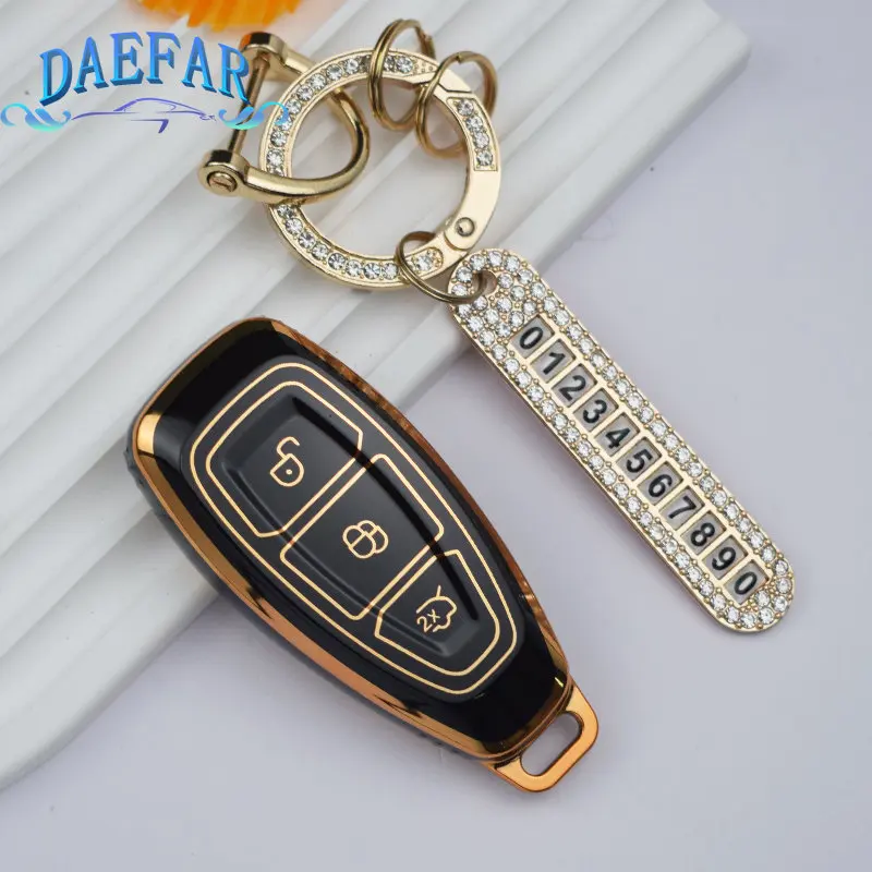 Zlato TPU CAR CASE CRESE PHELL PHELL PRE FORD FOCK 3 4 MONDEO MK3 MK4 FIESTA ECOSPORT KUGA ST C-Max B-Max Protector FOB FOB