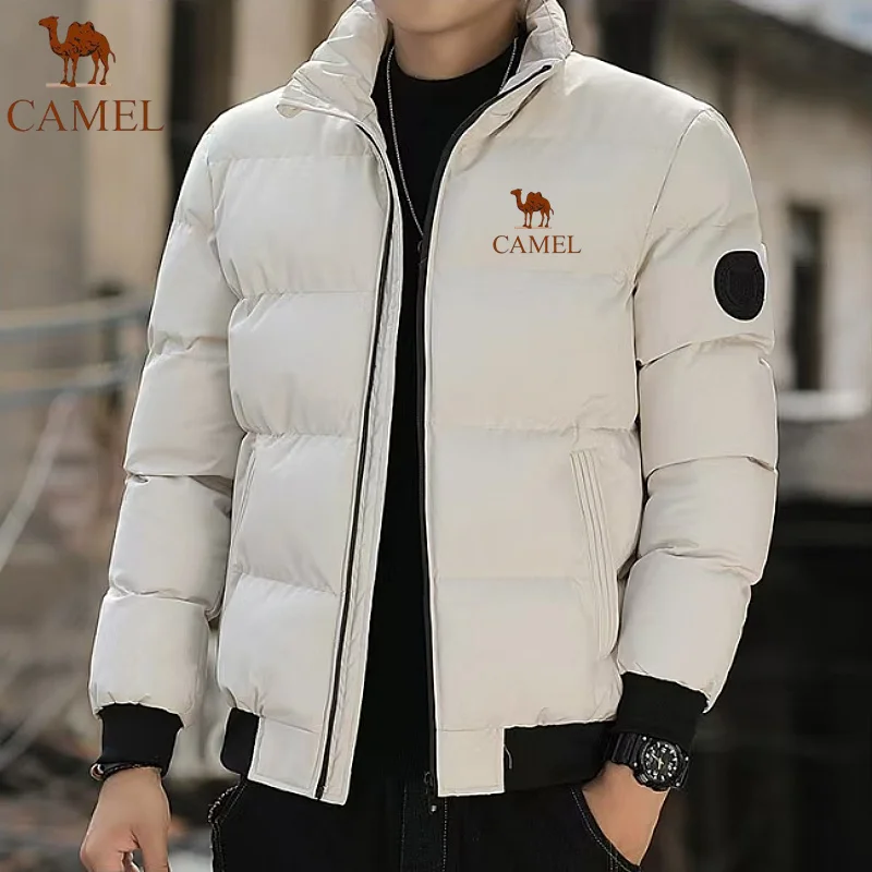 Zlatá Camel Down Jacket Pánsky bavlnený zimný kabát Jeseň Hrubý teplý krátky stojan na chlieb, ktorý je vhodný pre mužov a ženy