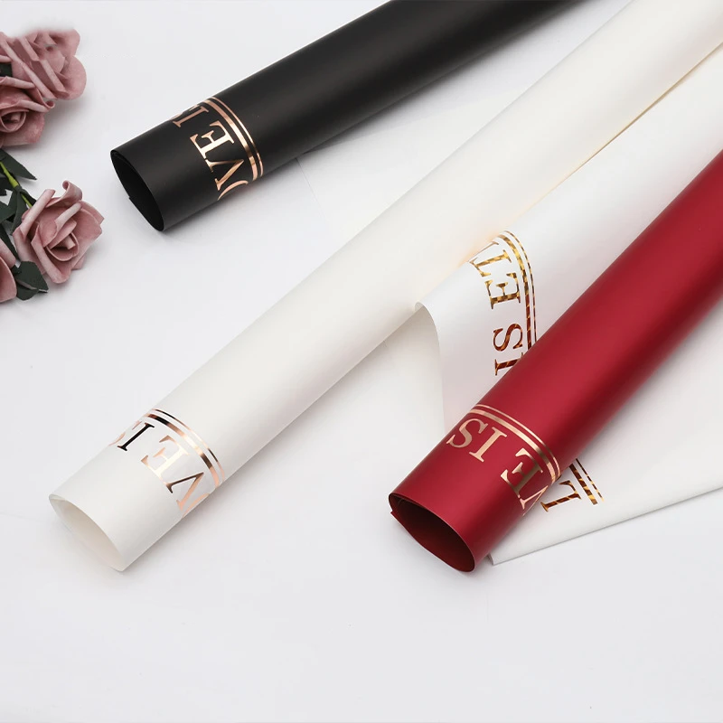 Zlatá fólia zahustená matný film Balícka kvetina, kvetinová kvetinová kytica Rose Packaging Material, Luxus, 20 listov
