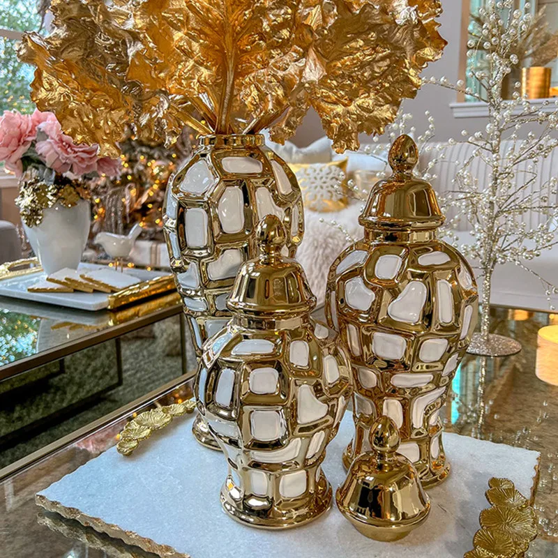 Zlatá kotla keramika Všeobecná nádoba SKLADOVÁ TANKA PORCELAIN GORMAL POT GOLNOVÝ KVATICKÝ KVETOVÝ VASE VINTAGE DECORATICE ORAVENTY