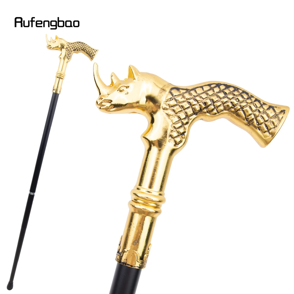 Zlatá nosorožca hlava módna chôdza dekoratívna palica Cospaly Vintage Party Fashion Walking Crosier Crosier 91 cm