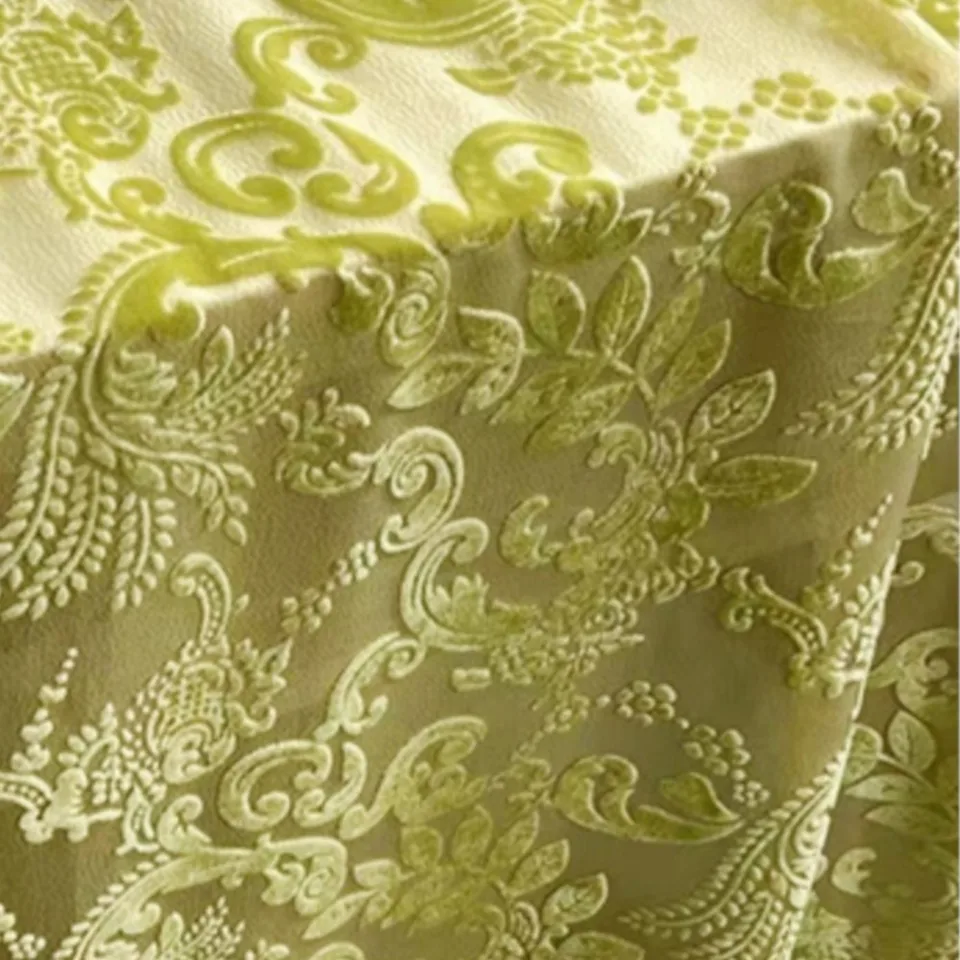 Zlatá vlákna zhnitá zamatová zamatová skutočná hodvábna látka spálená módne šaty cheongsam